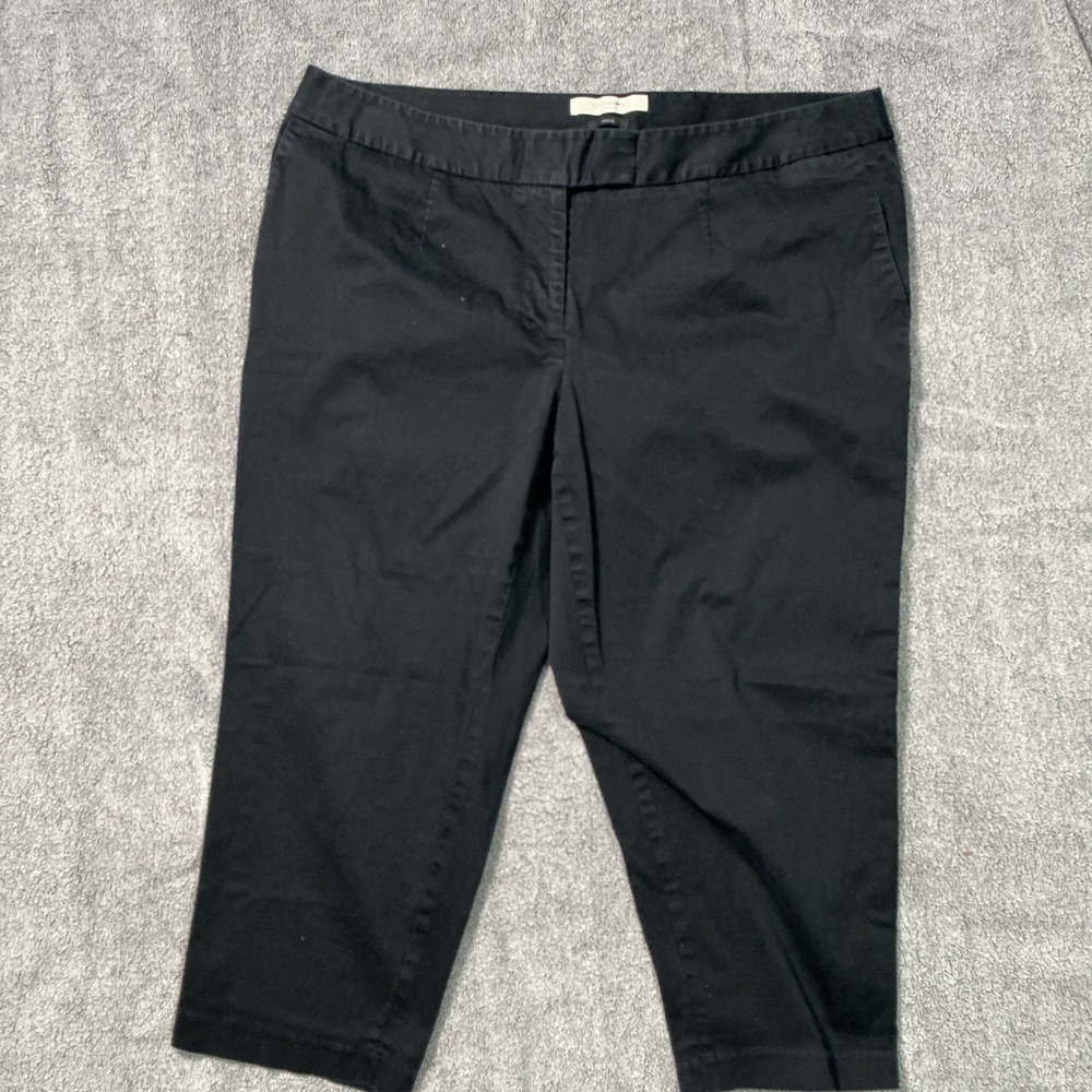 Liz Claiborne New York Jackie Black Cropped Pants Womens 18W Cotton Stretch